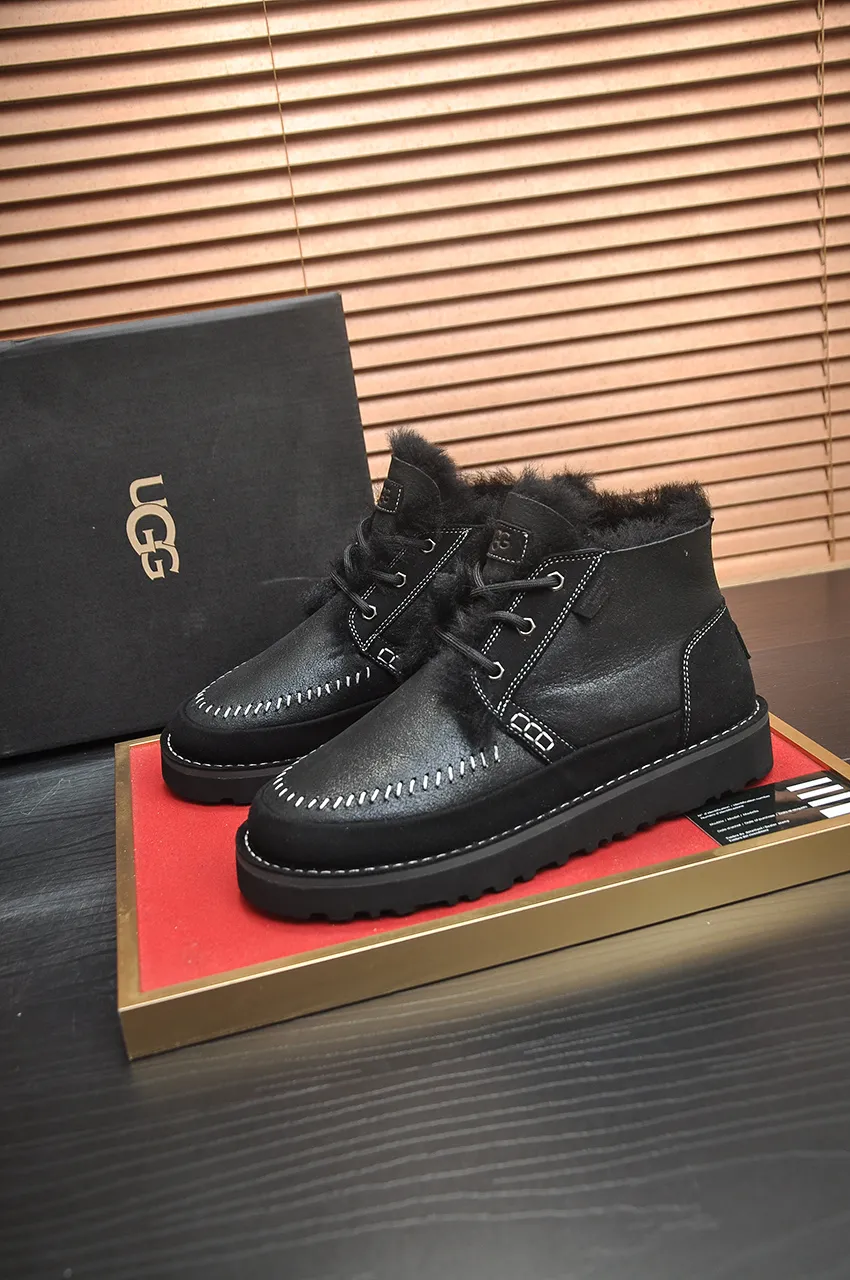Men's shoes 💰640💶 [UGG] (full wool lining) top-end high-quality fur-in-one warm snow boots from Australia's warm luxury brand men's shoes, UGG-5877 official website synchronized, made of imported cowhide, carefully sewn...Imported rubber foam outsole (comfortable, soft, wear-resistant) The quality is really great...Exquisite workmanship, you can't put it down at first sight, available in sizes 39-44